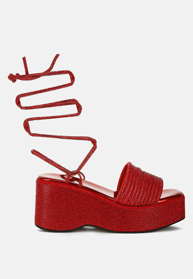 Swifties Rhinestone Embellished Lace-Up Sandals