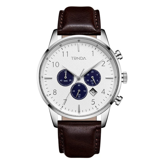 Trnda Men's Stainless Steel Watch, Brown Leather | Trn-W43sl-0