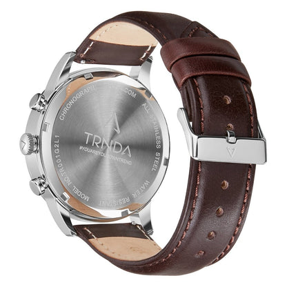 Trnda Men's Stainless Steel Watch, Brown Leather | Trn-W43sl-3