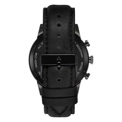 Trnda Men's Stainless Steel Watch, Black Leather Band | Trnda-43bl-4