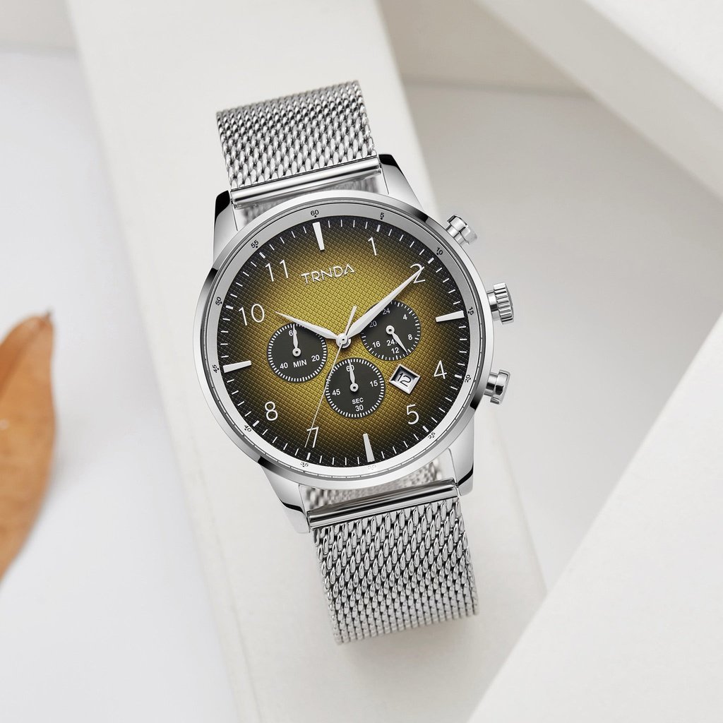 Trnda Men's Stainless Steel Watch, Gradient Cedar Brown Dial | Trnda43mm-2