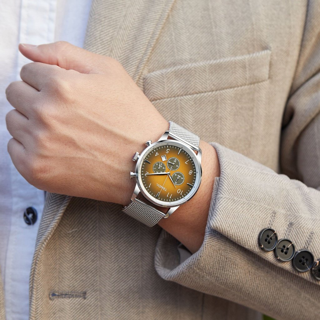 Trnda Men's Stainless Steel Watch, Gradient Cedar Brown Dial | Trnda43mm-1