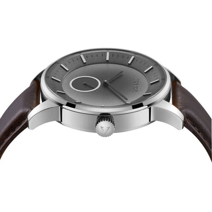 Trnda Men's Stainless Steel Watch, Brown Leather Band | Trn-Ss43b-2