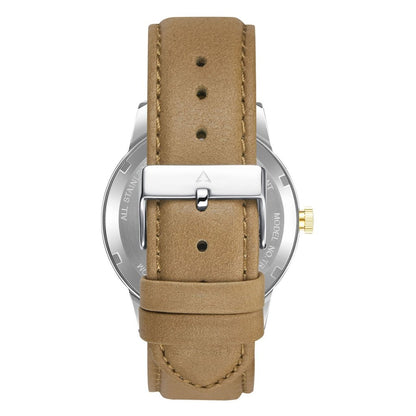 Trnda Men's Stainless Steel Watch, Tan Leather Band | Trn-Ss43-4