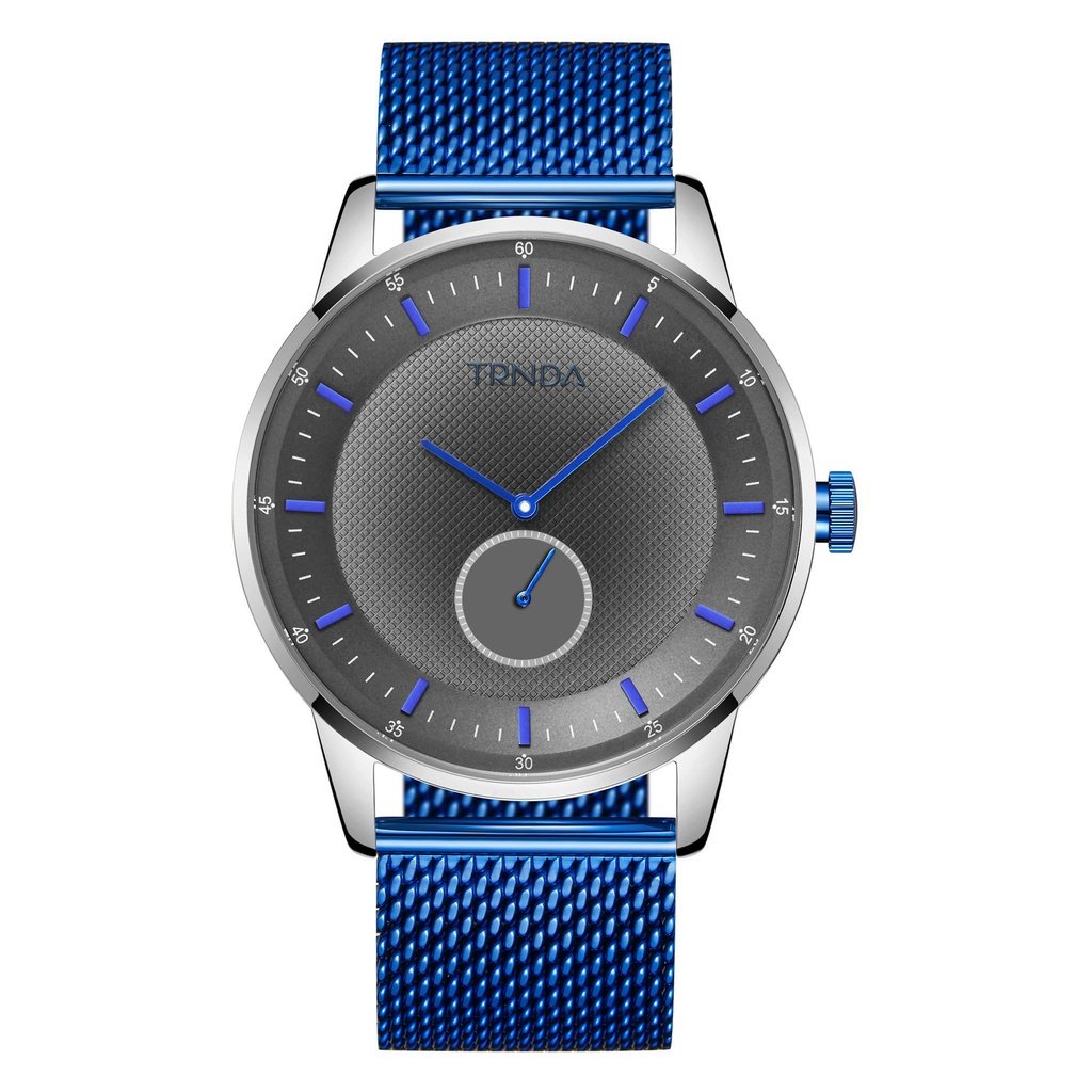 Trnda Men's Stainless Steel Watch, Blue Mesh Band | Trnda-43mm-0