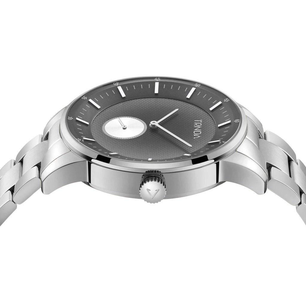 Trnda Men's Stainless Steel Watch, Gradient Light Gray Dial | Trn-4325-2