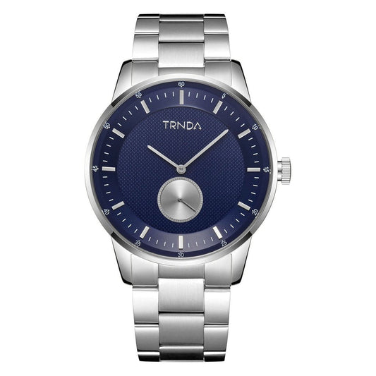 Trnda Men's Stainless Steel Watch, Blue Dial | Trnda-43mm-Silver-0