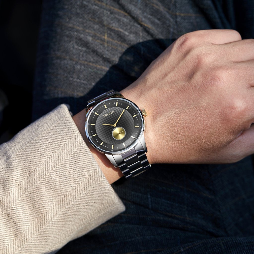 Trnda Men's Stainless Steel Watch, Gradient Gray Dial | Trn-Ss43g-1