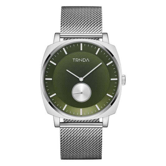 Trnda Men's Silver Stainless Steel Watch, Seaweed Green Dial | Trn45mm-0