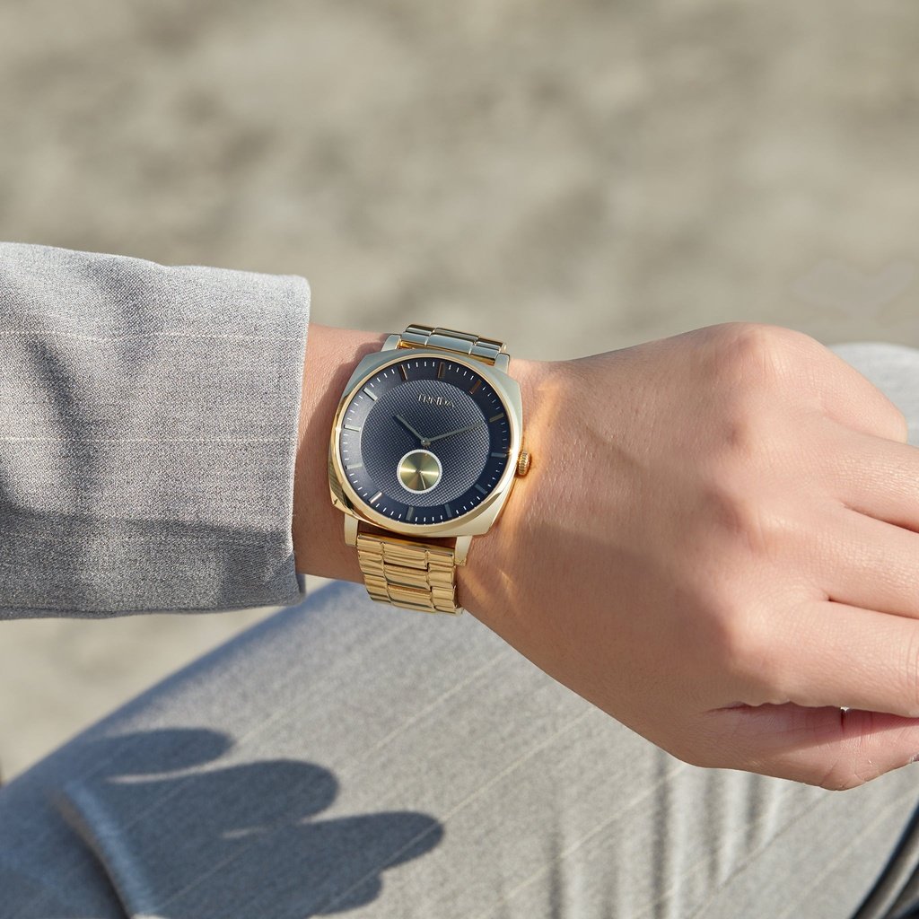 Trnda Men's Gold Stainless Steel Watch, Grey Dial | Trnda-45mm-1