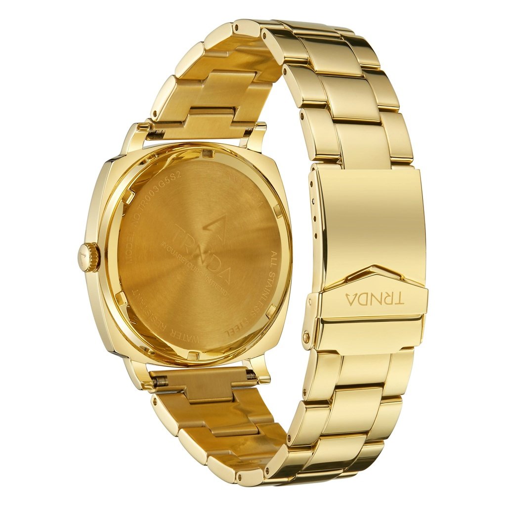 Trnda Men's Gold Stainless Steel Watch, Grey Dial | Trnda-45mm-3