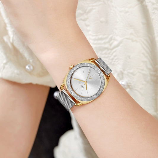 Trnda Women's Stainless Steel Gold Watch, Silver Dial | Trnda-W35.8-1