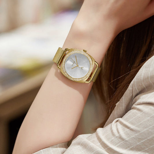 Trnda Women's Gold Stainless Steel Watch, Silver Dial | Trn-W35g-1