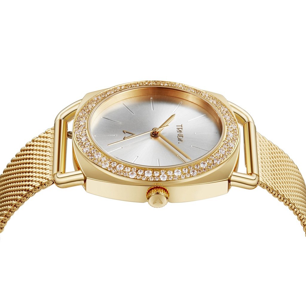 Trnda Women's Gold Stainless Steel Watch, Silver Dial | Trn-W35g-2