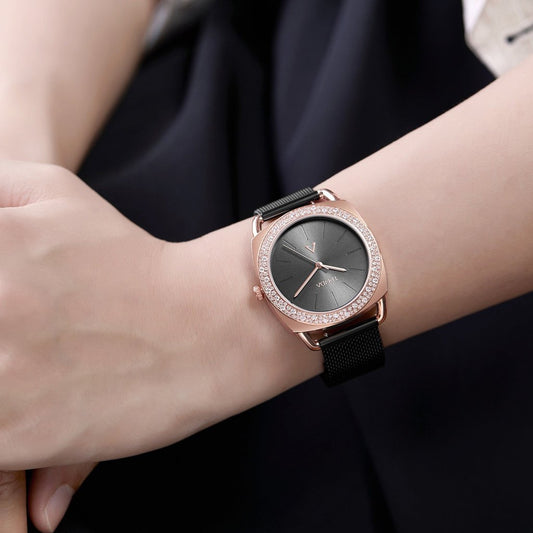 Trnda Women's Rose Gold Watch, Black Dial | Trnda-Rg35.8-1