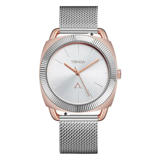 Trnda Women's Rose Gold Stainless Steel Watch, Silver Dial | Trnda-Rg35.8-0