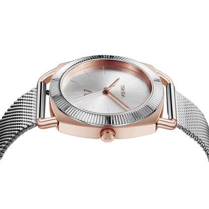 Trnda Women's Rose Gold Stainless Steel Watch, Silver Dial | Trnda-Rg35.8-2
