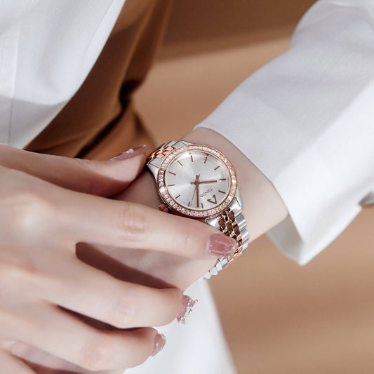 Trnda Women's Stainless Steel Watch, Silver & Rose Gold | Trnda-32mm-1