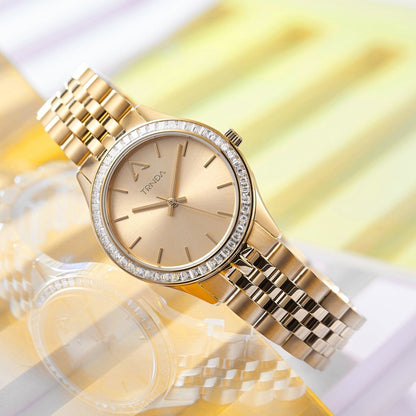 Trnda Women's Gold Stainless Steel Watch, Gold Dial | Trn-W32g-4