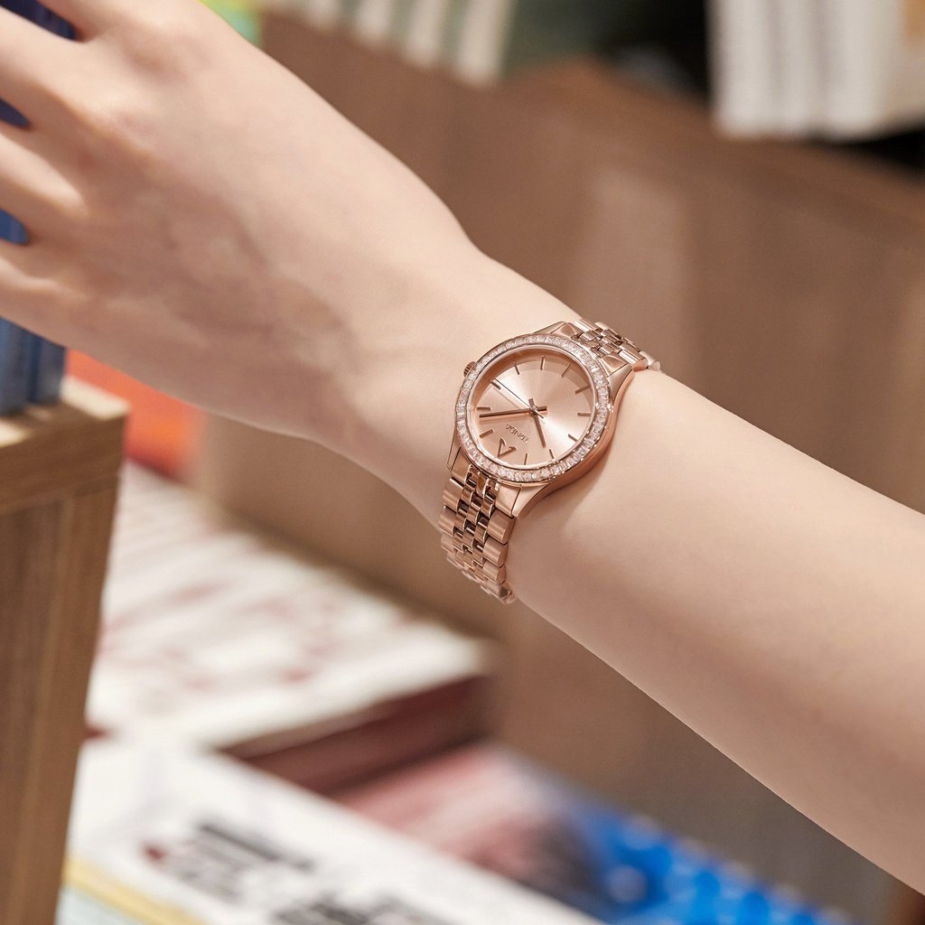 Trnda Women's Rose Gold Stainless Steel Watch, Round Dial | Tr32rg-1