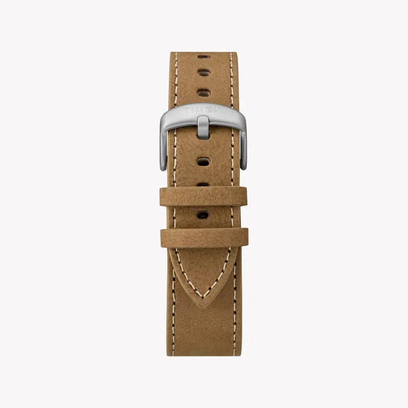 Timex Men's Tan Leather Watch, White Dial | Tw2r64100-2