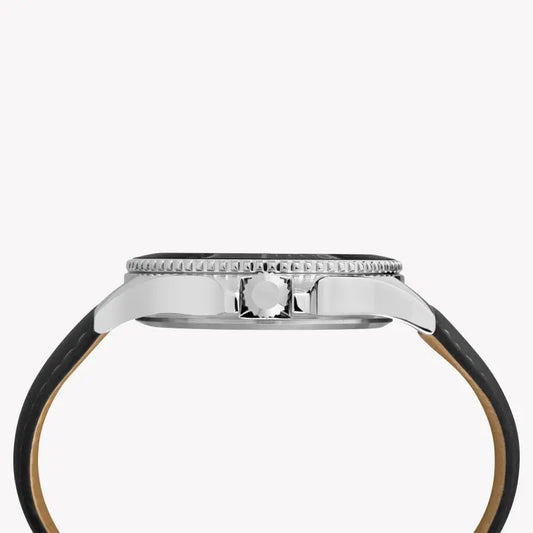Timex Men's Brass Black Leather Watch, Black Dial | Tw2r64400-1