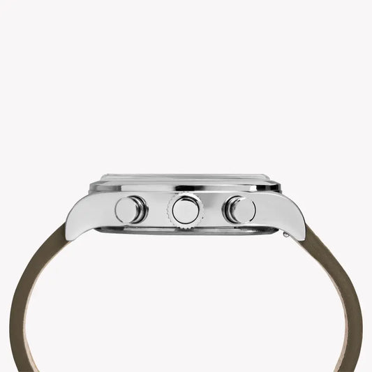 Timex Men's Green Leather Watch, Off White Dial | Tw2r70800-1