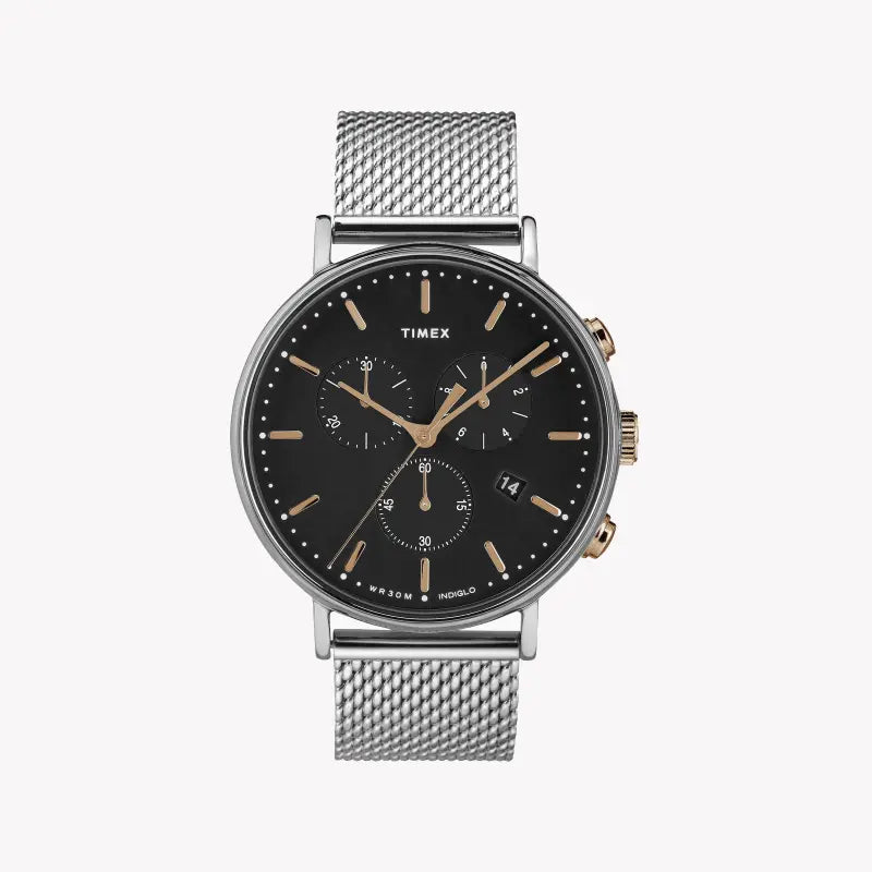 Timex Unisex Silver Stainless Steel, Black Dial | Tw2t11400-0