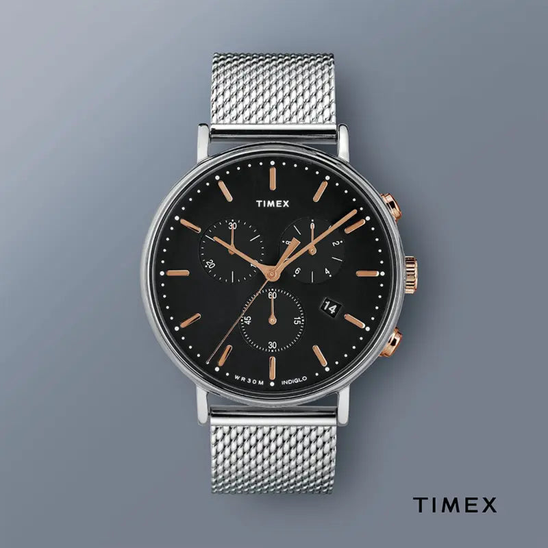 Timex Unisex Silver Stainless Steel, Black Dial | Tw2t11400-3