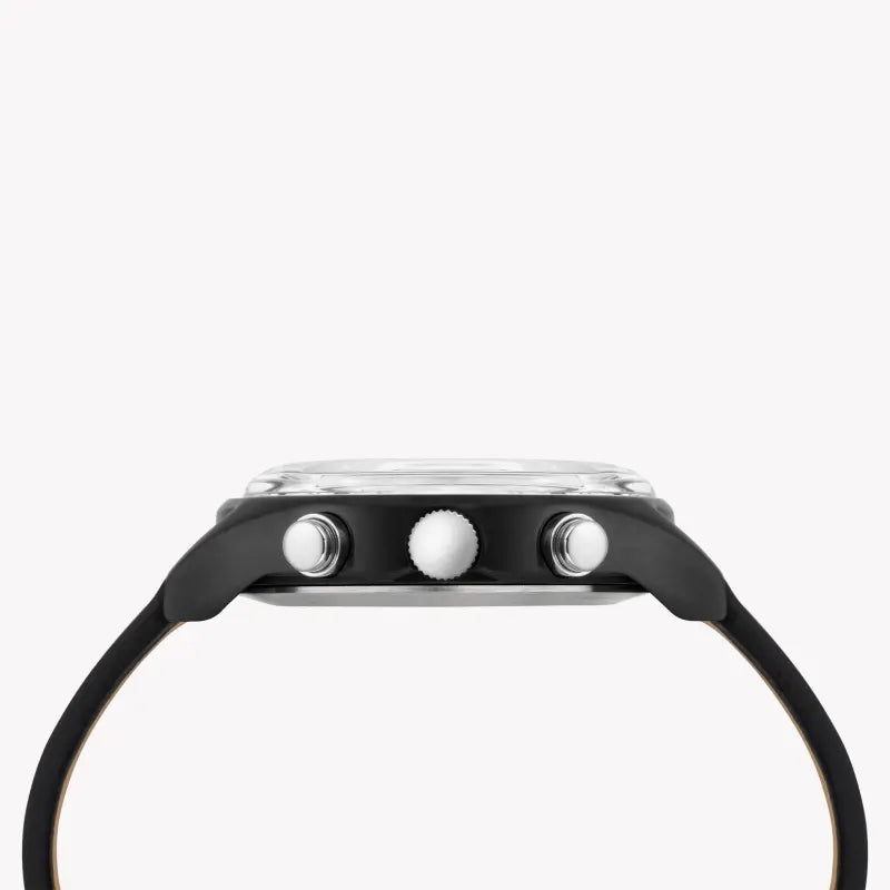 Timex Men's Black Leather Watch, Black Dial | Tw2t29500-1