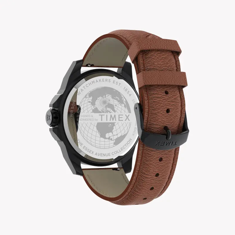 Timex Men's Brown Leather Watch, Gray Dial | Tw2u82200-3