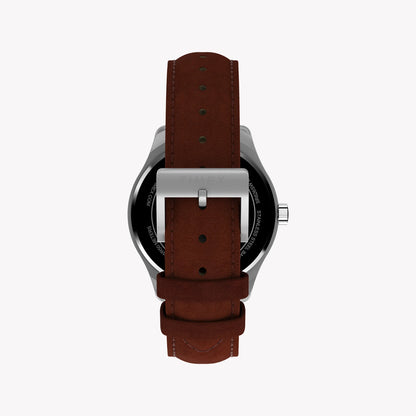 Mens Main Street Silver Tone Case Brown Strap Blue Dial Watch | TW2Y16200-2