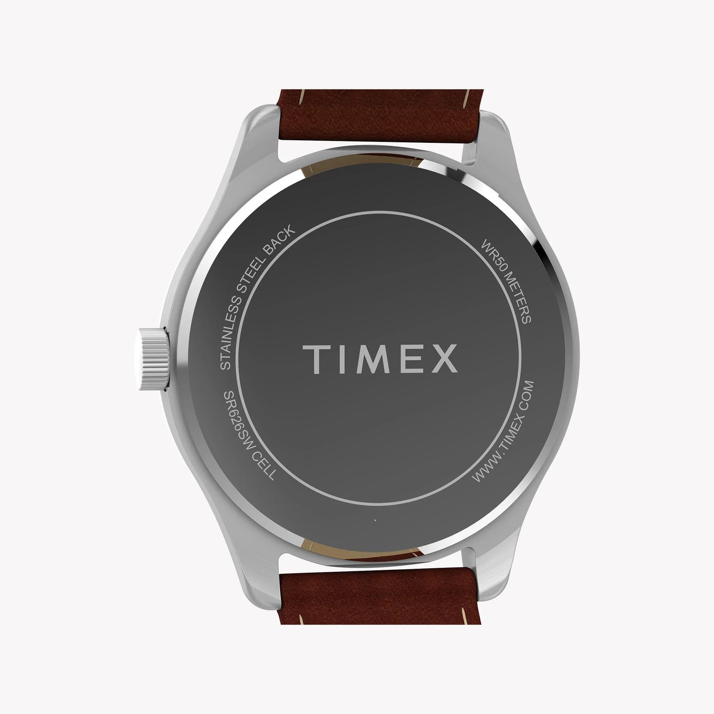 Mens Main Street Silver Tone Case Brown Strap Blue Dial Watch | TW2Y16200-3