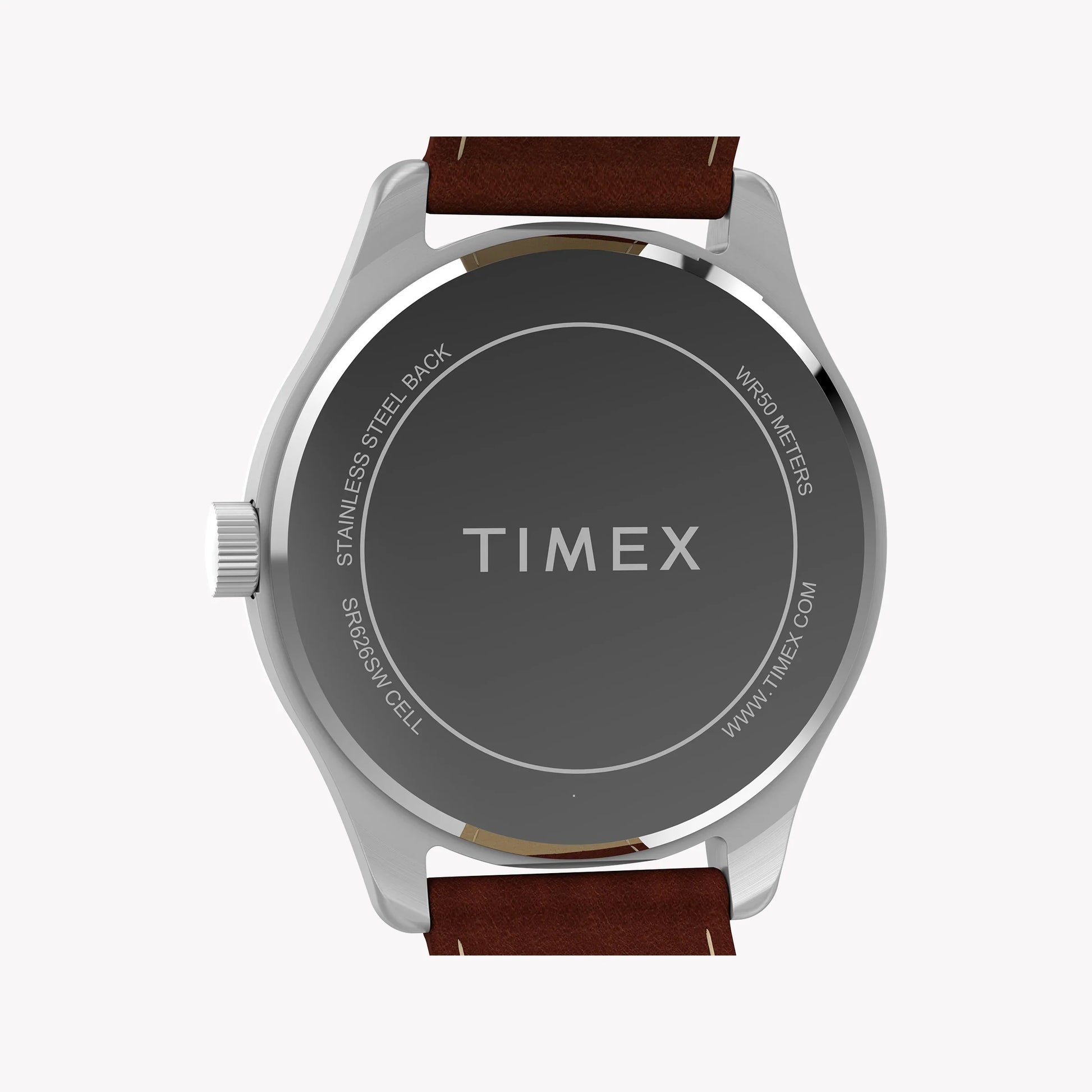 Mens Main Street Silver Tone Case Brown Strap Blue Dial Watch | TW2Y16200-3