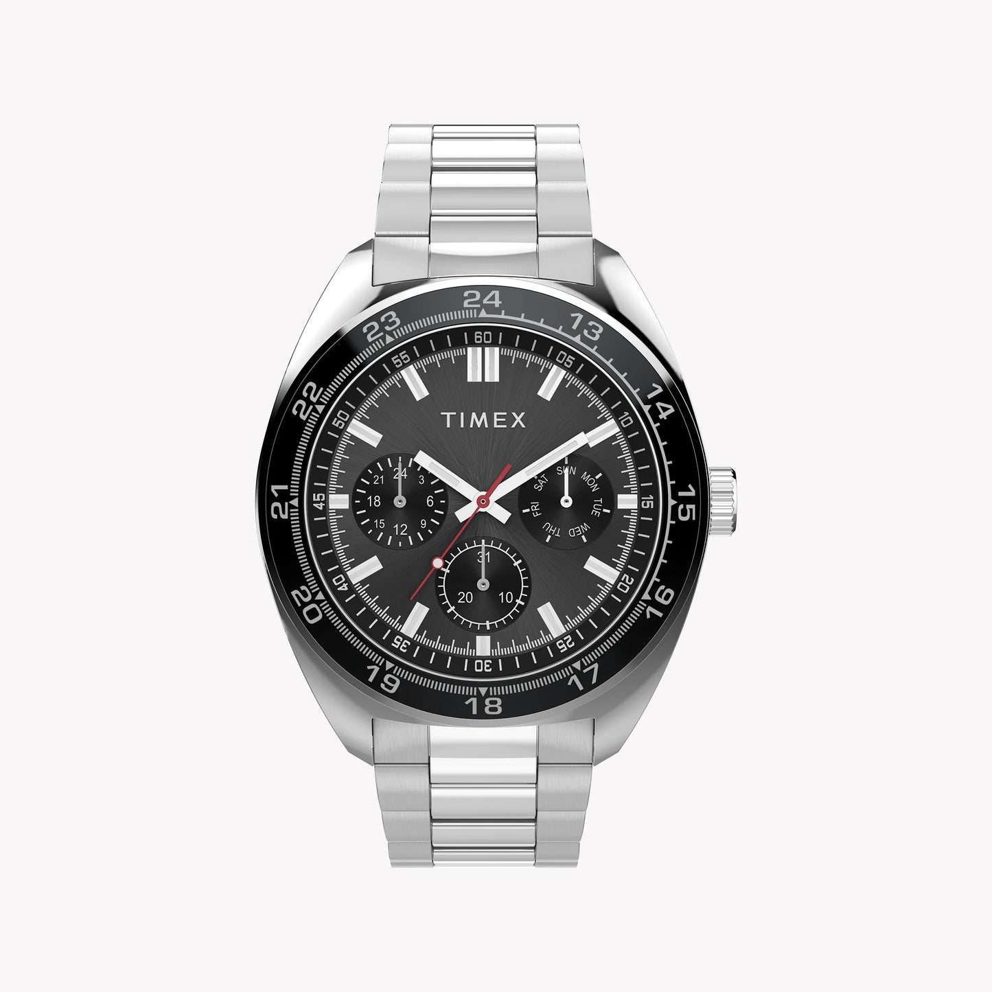 Mens Silver-tone Case & Bracelet with Black Dial TW2Y22600 | Stylish Watch-0