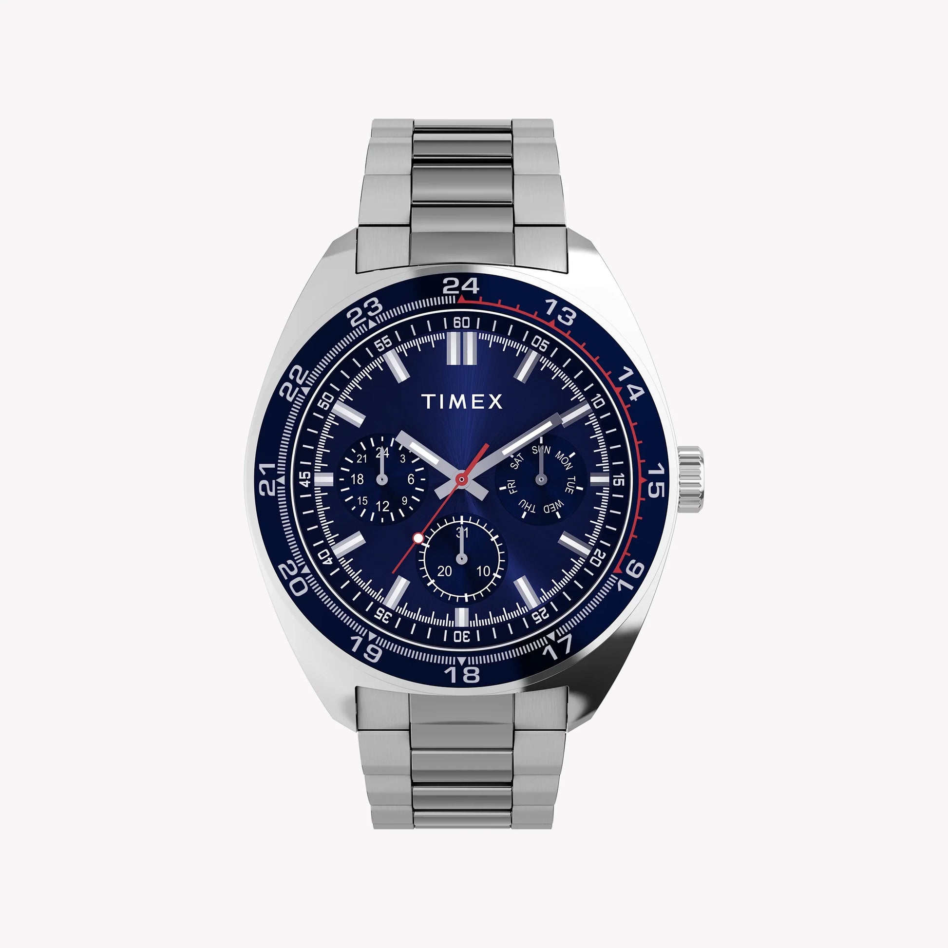 Mens Silver-Tone Case & Bracelet with Blue Dial TW2Y22700 | Stylish Watch-0