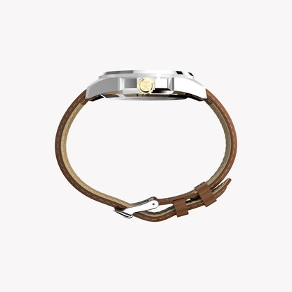 Essex 3-Hand Strap Blue Dial Brown Leather Watch | TW2Y38100-1