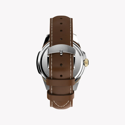 Essex 3-Hand Strap Blue Dial Brown Leather Watch | TW2Y38100-2