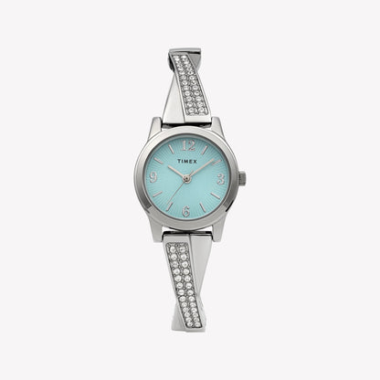 Timex Women's Silver-Tone Stainless Steel, Blue Dial | TW2Y39400-0