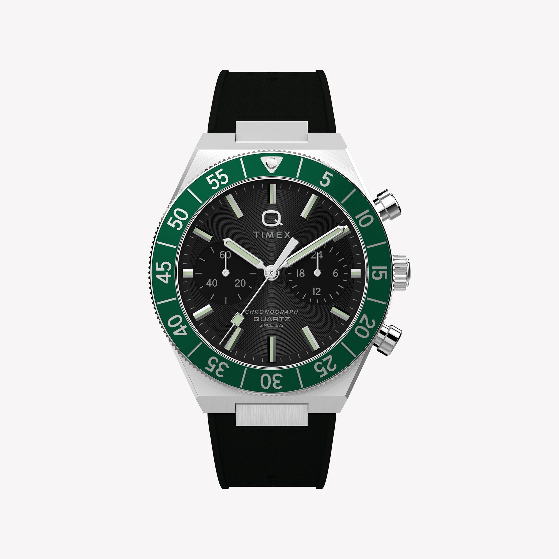 Timex Men's Silver-Tone SS, Black Silicone | TW2Y56100-0