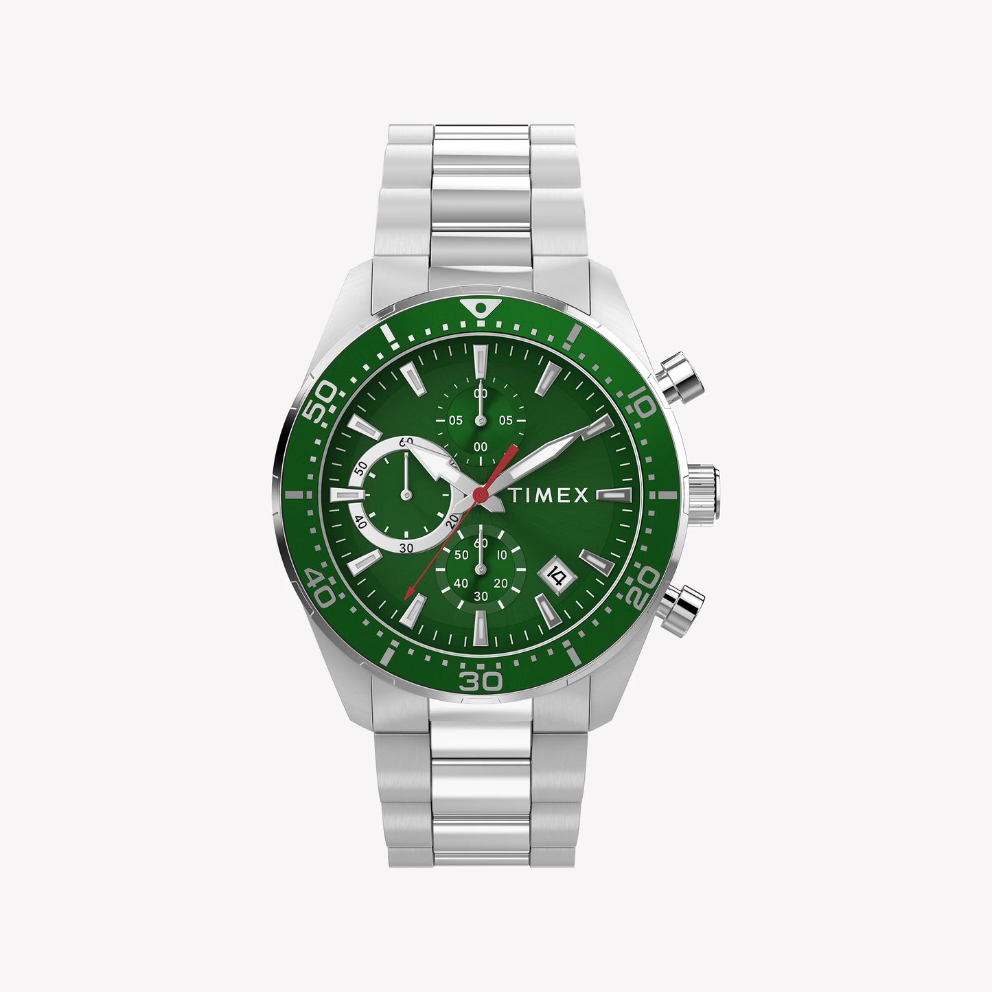 TIMEX Men's Silver-Tone Stainless Steel, Green | TW2Y62100-0