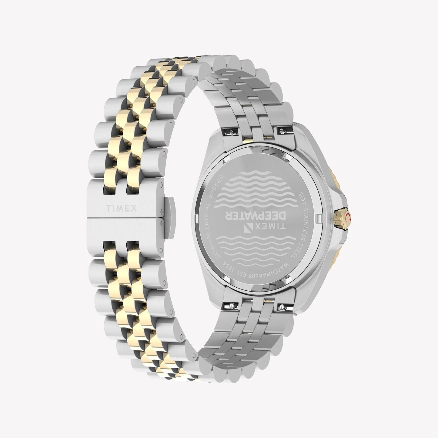 TIMEX Men's Steel Silver-Tone Two-Tone Black Dial | TW2Y64700-2