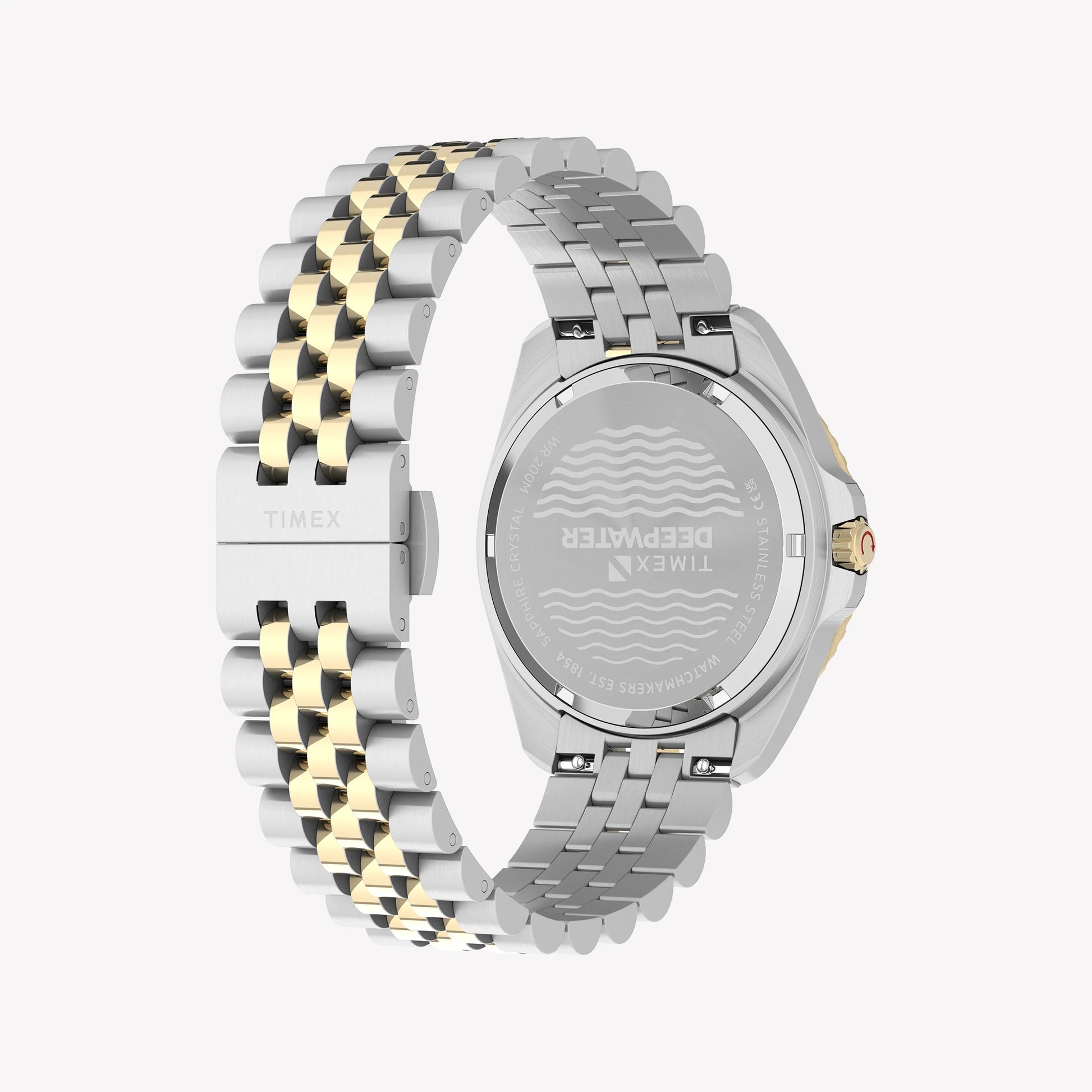 TIMEX Men's Steel Silver-Tone Two-Tone Black Dial | TW2Y64700-2