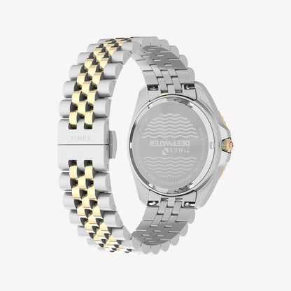 TIMEX Men's Steel Silver-Tone Two-Tone Black Dial | TW2Y64700-2