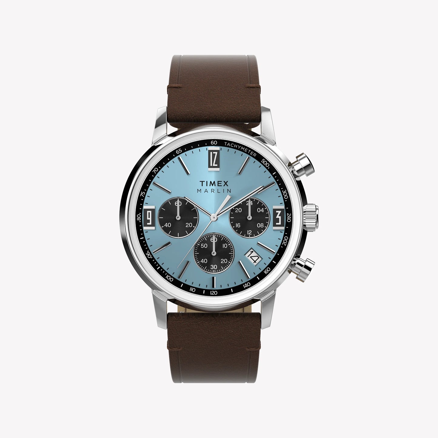 TIMEX Men's Silver-Tone SS, Brown Leather Watch | TW2Y66600-0
