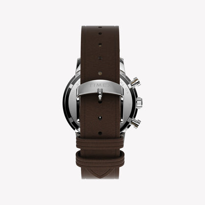 TIMEX Men's Silver-Tone SS, Brown Leather Watch | TW2Y66600-2