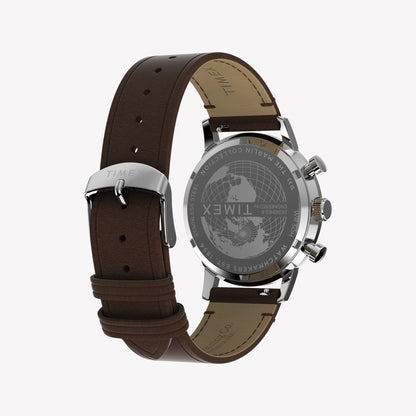 TIMEX Men's Silver-Tone SS, Brown Leather Watch | TW2Y66600-1