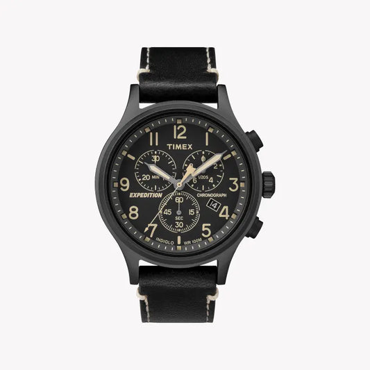 Timex Men's Black Leather Watch, Brass Case | Tw4b09100-0