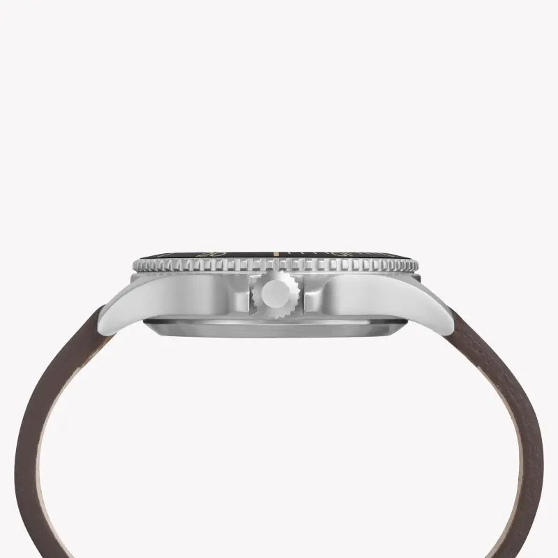 Timex Men's Tan Leather Watch, Off White Dial | Tw4b10600-1