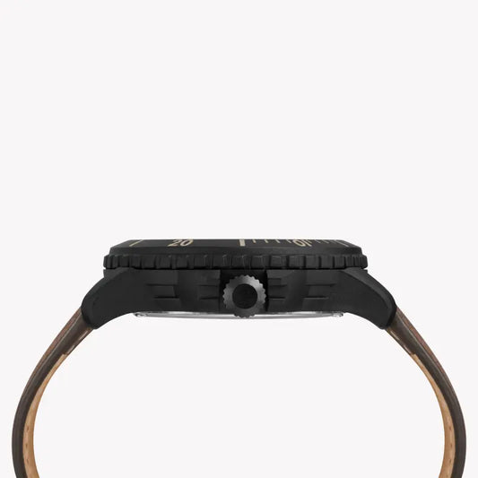 Timex Men's Brown Leather Watch, Blue Dial | Tw4b14600-1